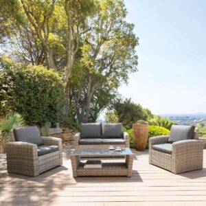 Muebles de jardín POLYNESIA Havane Hespéride 4 plazas