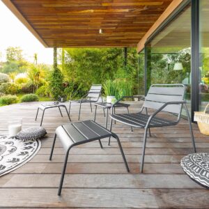 Conjunto de muebles de jardín dúo relax PHUKET Gris Hespéride 2 plazas