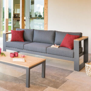 Sofa de jardín EMPERIA Gris Hespéride 3 plazas