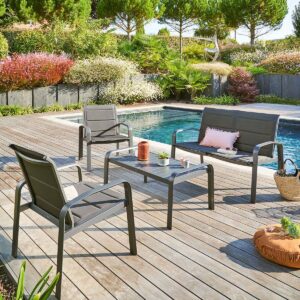 Conjunto de muebles de jardín ELYN Negro Hespéride 4 plazas