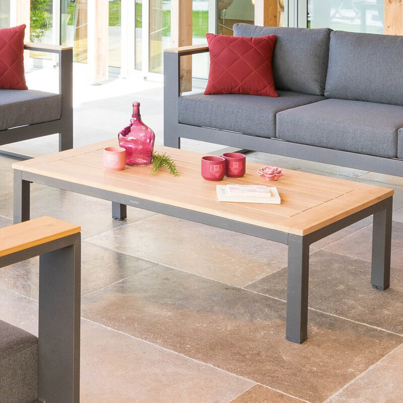 Mesa baja rectangular de jardín EMPERIA Grafito Hespéride 130 x 69 x 36 cm