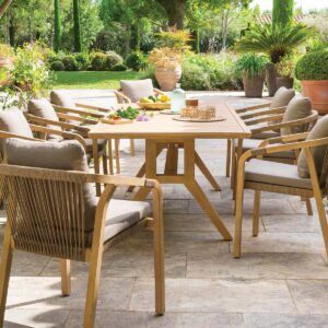 Mesa de jardín rectangular PAPOUASIE Acacia Hespéride 8 plazas