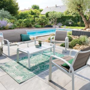 Conjunto de muebles de jardín ELYN Marrón Avellana & Blanco Hespéride 4 plazas