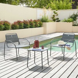 Sillas lounge con mesa baja PHUKET Gris cuarzo Hespéride 2 plazas