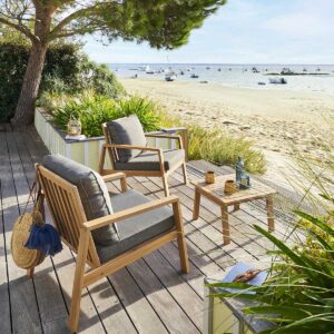 Conjunto de muebles de jardín TIWI carbone y Acacia Hespéride 2 plazas
