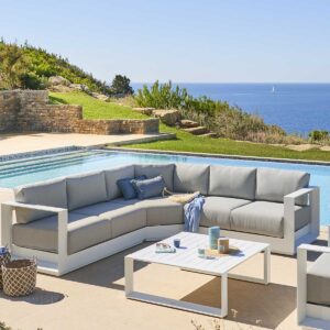 Conjunto de muebles de jardín de esquina ALLURE Blanco Hespéride 5 plazas