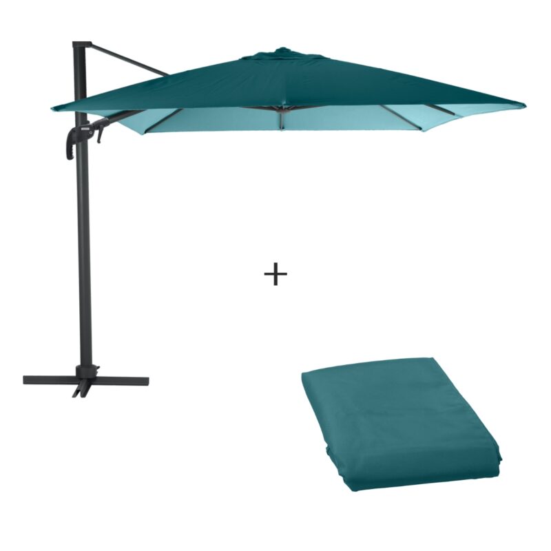 Sombrilla desplazada ÉLÉA Azul pato + Tela de sombrilla Azul pato Hespéride 4 x 3 m
