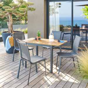 1 mesa de jardín extensible FOLYA + 4 sillas ESSENTIA Hespéride 4 plazas