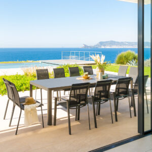 1 mesa de jardín extensible PARADIZE + 8 sillones AXANT + 4 sillas AXANT Hespéride 12 plazas