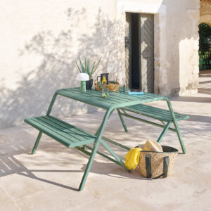 Mesa de picnic plegable DRILIA para balcón Verde oliva Hespéride 4 plazas